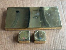 Vtg Used Jacuzzi Water Rainbow Flow Fill Spout Cover and Square Handles Brass
