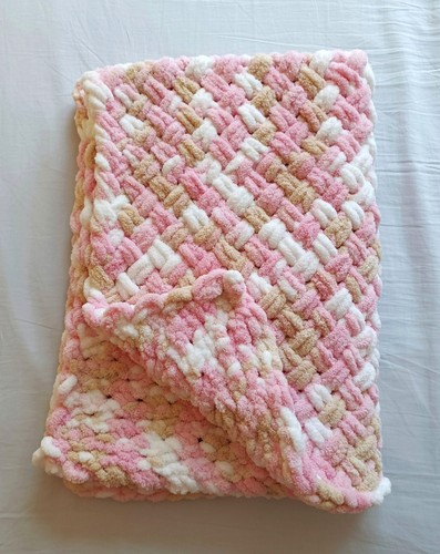 Couverture rose beige blanc - beige,
