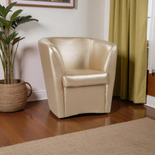 Fauteuil en éco-cuir doré