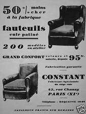 ADVERTISING PATINATED LEATHER ARMCHAIRS - CONSTANT SEAT MANUFACTURER LEATHER PARIS