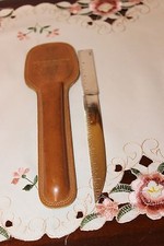 Vintage Solingen Ethnic Stainless Letter Opener Ruler Knife w/ Leather Case