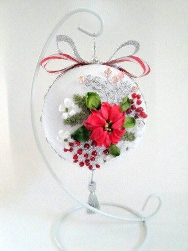 Silk ribbon embroidered ball - ,