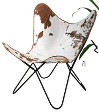 Chaise Longue Pliante En Cuir Vachette Authentique Butterfly