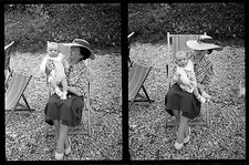 Woman & Baby Lounge Chair Lounger - Old Photo Negative 1930s 