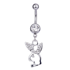 Bijoux Corps Nombril Piercing Lapin Diamant + Argent Playboy REF 14
