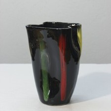 Vintage Vallauris Vase Glazed Earth Multicolor Free Form 1950s