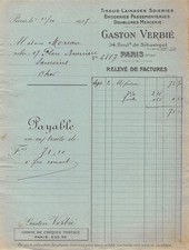 Facture   1927 TISSUS LAINAGES