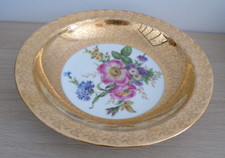 LARGE BOUQUET AND GOLD DISH IN FINE LIMOGES PORCELAIN VGC