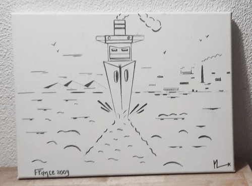 Tableau encre sur - , toîle