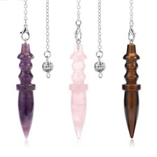 Natural Healing Crystal Quartz Stone Cone Pendulum Pendants Dowsing Divination
