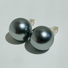 boucles d'oreilles argent perles noyau coquillage imitation Tahiti diamètre 12mm