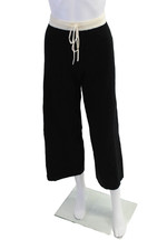 Kerri Rosenthal Womens Cotton Drawstring Stretch Wide-Leg Pants Black Size M