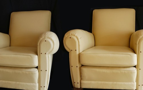 Paire fauteuils club cuir - de,