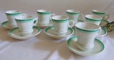8 ANTIQUE LATE 19TH CENTURY PARIS PORCELAIN BURNT CUPS AND SAUCERS