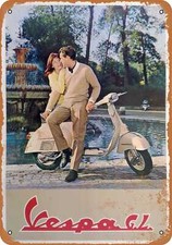 METAL SIGN - 1963 Vespa G.L. Scooter -- Vintage Look