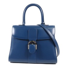 Delvaux SHW Brillant MM 2 Way Bag Calfskin Leather Blue