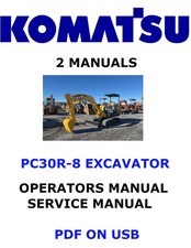 Komatsu PC30R-8 Hydraulic Excavator Service Shop Operators Owner's Manual PDF