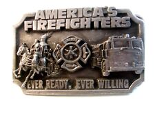 Vintage 1983 America's Firefighters Ever Ready Ever Willing Belt Buckle