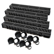 Caniveau 4x1m Grille recouvrement 25t Fonte Drainage Eaux usées Évacuation