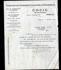 PARIS (II°) CONSTRUCTION WOOD / COUNTER "C.O.C.I.C." en 1938