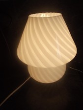 VENINI  lampe de table CHAMPIGNON DESIGN vinage verre de Murano SWIRL blanc 1970