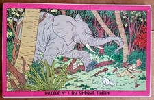 RARE EO HERGE 1955 COMPLETE PUZZLE TINTIN CHECK #1 TINTIN IN CONGO + ELEPHANT