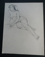ECOLE FRANCAISE - ETUDE DE NU FEMININ - DESSIN ORIGINAL MINE DE PLOMB - CURIOSA