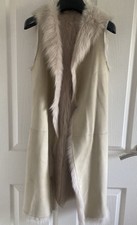 LONG SHEEPSKIN GILET SHEARLING VEST COAT UK4 EU32 US0