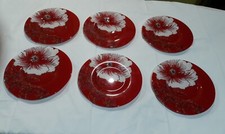 Lot 6 Assiettes Dessert ou Fromage Luminarc Décor Floral Anémone Rouge