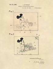 Mickey Mouse Animation US Patent Art Print- Original Vintage Walt Disney - 604