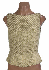 Vintage 90s y2k CARMEN MARC VALVO Heavy Beaded Gold Corset Top 4