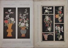 2 GRANDES LITHOGRAPHIES ART CHINOIS, PARAVENT EN LAQUE - 1873 - CHINE