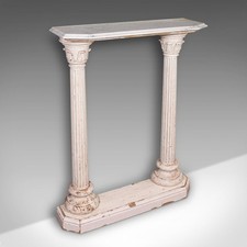 Antique Corinthian Console Table, English Pine, Marble, Hallway Stand, Victorian