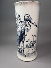 Maddocks Lamberton Works Royal Porcelain Umbrella Cane Stand Blue Stork Antique