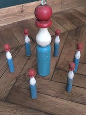 Antique Flemish Estaminet Bowling Set 1950s Wood Retro Vintage 