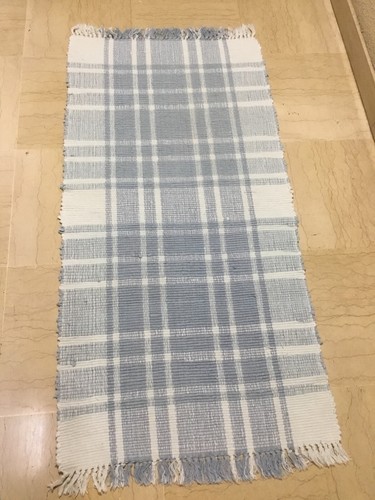 Tapis tissage coton bleu - , et