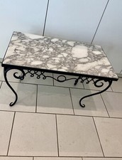 PETITE TABLE BASSE René Drouet Fer Forgé 1930 Marbre Art Deco