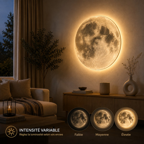 Applique murale lune led - murale,