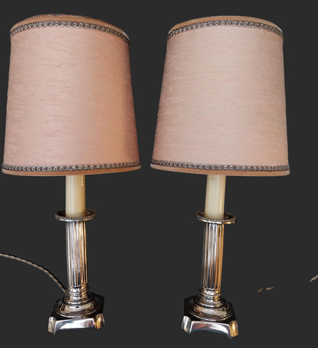 Paire bougeoirs lampes - paire,