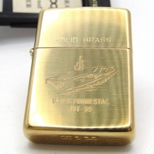 USS aircraft carrier Forrestal AVT-59 Solid Brass Zippo Oil Lighter 1997 MIB 