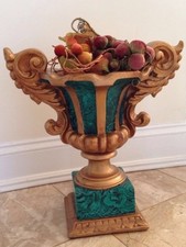 BEAUTIFUL RARE TABLE CENTERPIECE GATHERING DECOR POTTERY VINTAGE GOLD TURQUOISE