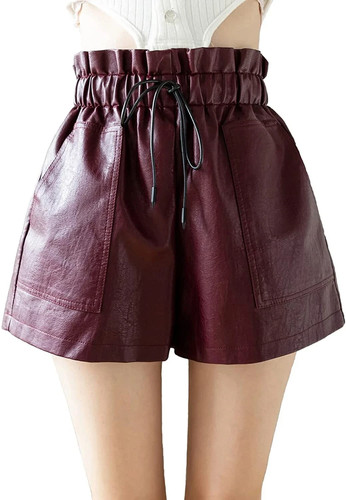 Short cuir bordeaux - cuir, pour
