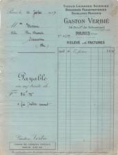 Facture   1927 TISSUS LAINAGES