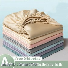 Mulberry Silk Fitted Bed Sheet with Elastic Bands Luxury MattressCover Bed Cover