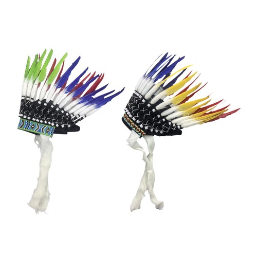 Chapeau indien orné - de, plumes