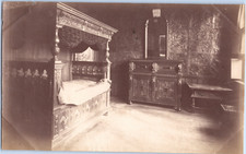 Furnished bed, vintage albumen print, ca.1880 vintage print, albumen print 
