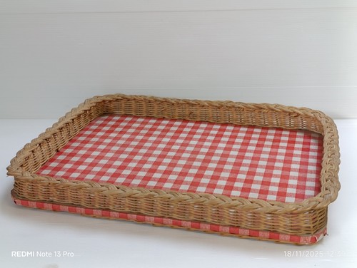 Plateau rotin avec carreaux - avec,