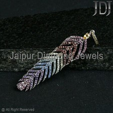 Naturel Multi Gemme 925 Argent Sterling Breloque Plume Bijoux Cadeau Pendentif