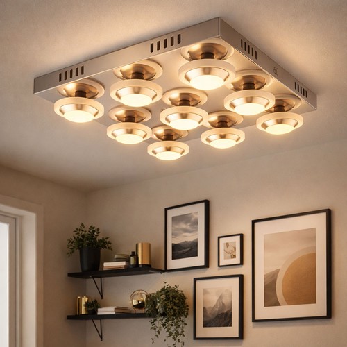 Lampe plafond led chromée - plafond,