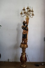 GRAND NUBIEN PORTE TORCHERES - 7 x lampes -Signé LEO - Hauteur avec socle : 1930